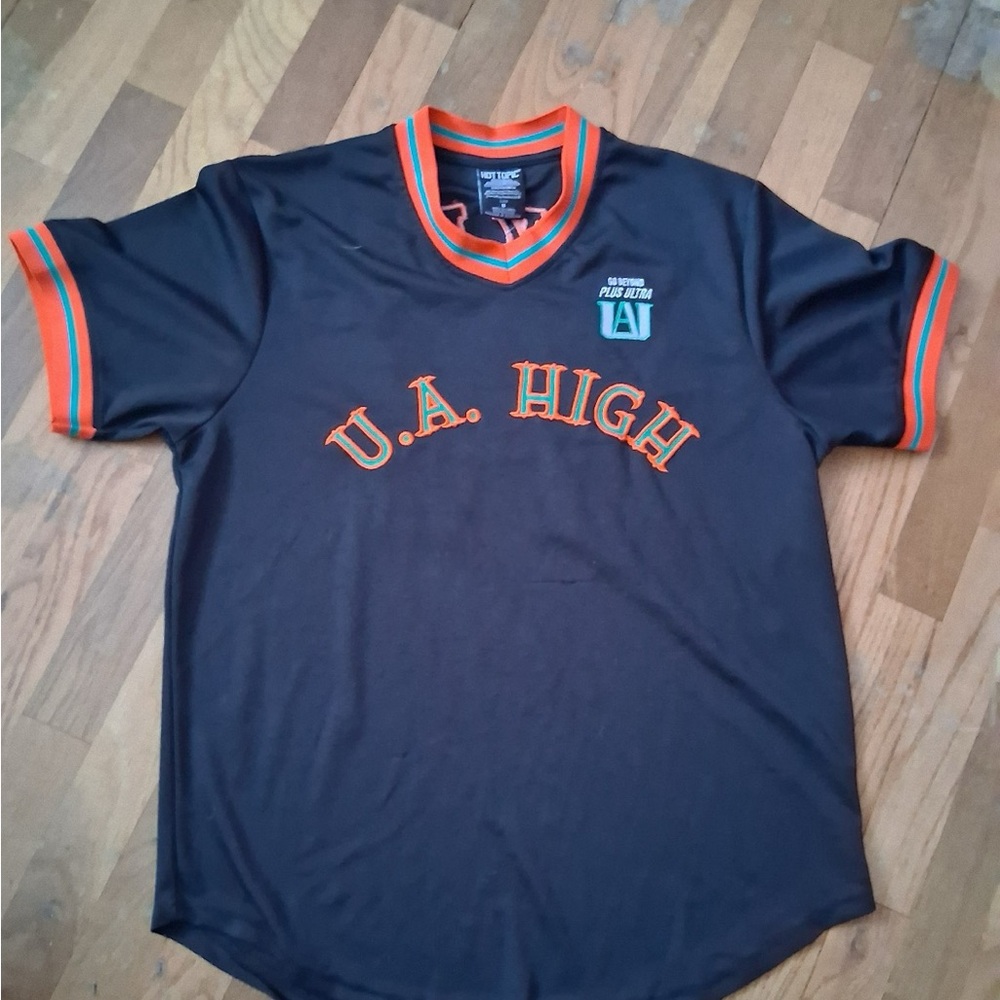 Hot Topic My Hero Academia UA High Bakugo Baseball Jersey Shirt Black Sz Medium